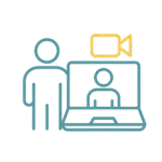 Person video calling on laptop